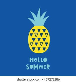 Pineapple card design. Vector illustration.