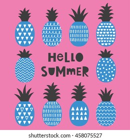 Pineapple card design. Vector illustration.
