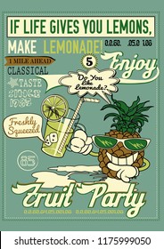 pineapple carton character and poster artwork
