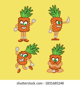 Pineapple cartoon character with anatomy