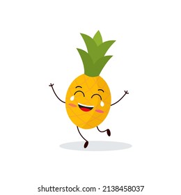 Pineapple cartoon character isolated on white background. Healthy food funny mascot vector illustration in flat design. eps 10