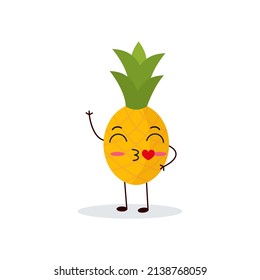 Pineapple cartoon character isolated on white background. Healthy food funny mascot vector illustration in flat design. eps 10