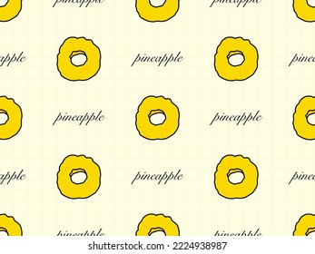 Pineapple cartoon character seamless pattern on yellow background