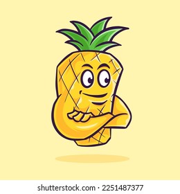 pineapple cartoon character, suitable use as mascot logo icon, isolated object layered vector file eps 10 
