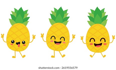 Pineapple cartoon character, pineapple vector design