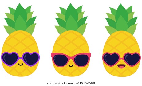 Pineapple cartoon character, pineapple vector design