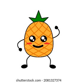 Pineapple cartoon character vector illustration