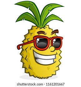 Pineapple Cartoon Character Wearing Sunglasses with Attitude