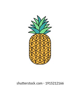 Pineapple Cartoon. Flat Design Pineapple 