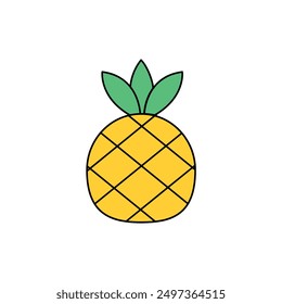 Pineapple cartoon. Flat design Pineapple clip art doodle