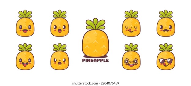 pineapple cartoon. fruit vector illustration. icon, expression.