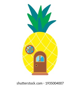 Pineapple cartoon house. Vector art illustration.