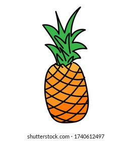 Pineapple, cartoon icon on a white isolated background.