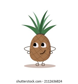 Ilustración de caricatura de piña. Carácter. Vector