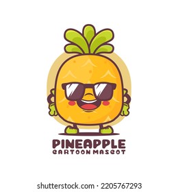 pineapple cartoon mascot. fruit vector illustration. isolated on a white background