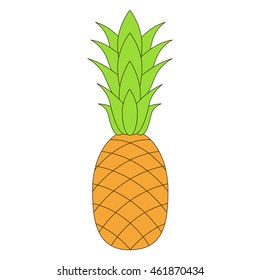 The pineapple cartoon. Outlined character with black stroke.