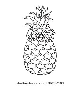 Dibujo de caricatura de piña dibujado a mano aislado en un fondo blanco. Icono, signo. Diseño de logotipo de arte