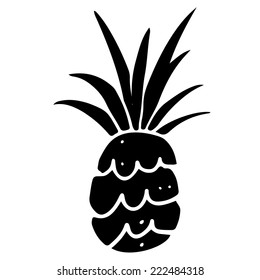 Pineapple cartoon sketch hand drawn illustration isolated on a white background. Icon, sign. Art logo design 
