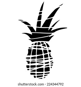 Pineapple cartoon sketch hand drawn illustration isolated on a white background. Icon, sign. Art logo design 