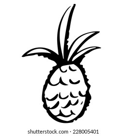 Pineapple cartoon sketch hand drawn illustration isolated on a white background. Icon, sign. Art logo design 