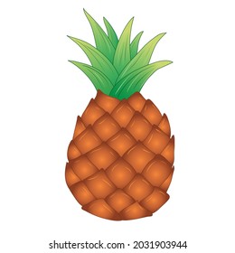pineapple in cartoon style isolated on transparent background. vector illustration 