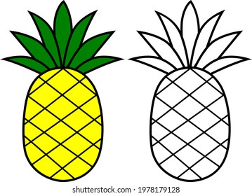 Pineapple cartoon vector illustration for children coloring book