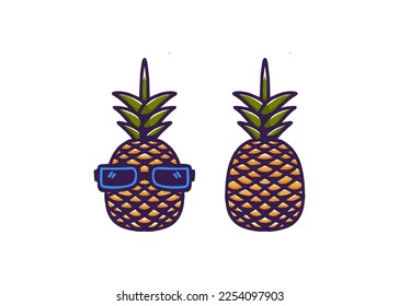 
pineapple character cartoon vector illustration in hand drawn style