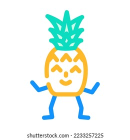 pineapple character color icon vector. pineapple character sign. isolated symbol illustration