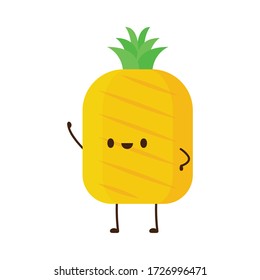Pineapple character design. Pineapple on white background. Pineapple vector.