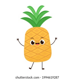 Pineapple character design. Pineapple on white background. Pineapple vector.