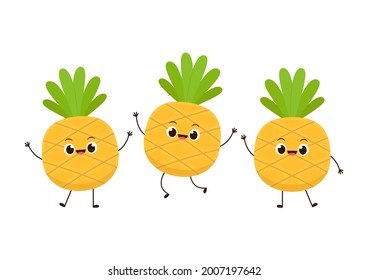 Pineapple character design. Pineapple on white background. Pineapple vector.