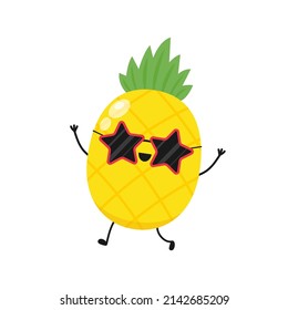 Pineapple character design. Pineapple on white background. 