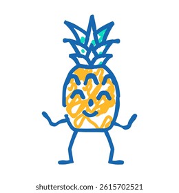 pineapple character doodle icon sketch vector. pineapple character sign. isolated symbol illustration