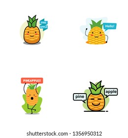 Pineapple Character Icon Illustration Design