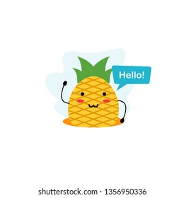 Pineapple Character Icon Illustration Design