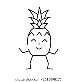 pineapple character line icon vector. pineapple character sign. isolated contour symbol black illustration