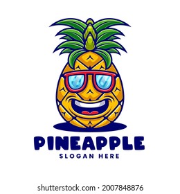 Pineapple Character Mascot Cartoon Logo Template