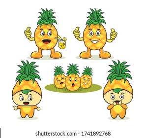 Pineapple character mascot design. Pineapple fruit cute 
