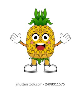 Pineapple character mascot vector illustration. Mascot illustration isolated on white background