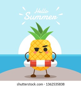 Pineapple Character Summer Illustration