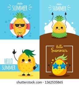 Pineapple Character Summer Illustration