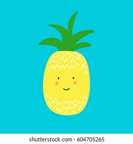 pineapple. Children's print, icon, card.