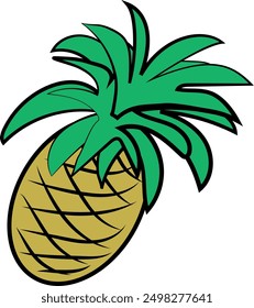 Pineapple Clipart. Fruit Design Element. Vector Tropical Doodle.