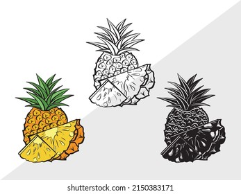 Pineapple Clipart Printable Vector Illustration svg