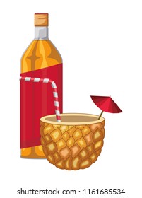 pineapple cocktail with bottle