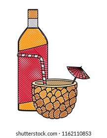 pineapple cocktail with bottle