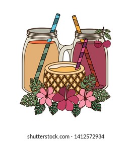 pineapple cocktail for summer on white background