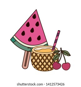 pineapple cocktail for summer on white background