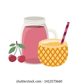 pineapple cocktail for summer on white background