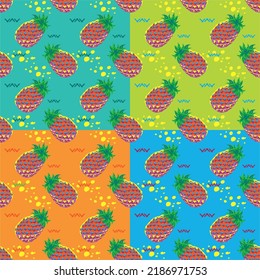 Pineapple color graphic fabric pattern print, wallpaper, clothing, wrapping, fabric, textile, fabric pattern design decorations templates and other designs.							